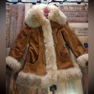 Vintage 60s/70s Genuine Suede Leather Shearling Penny Lane Coat